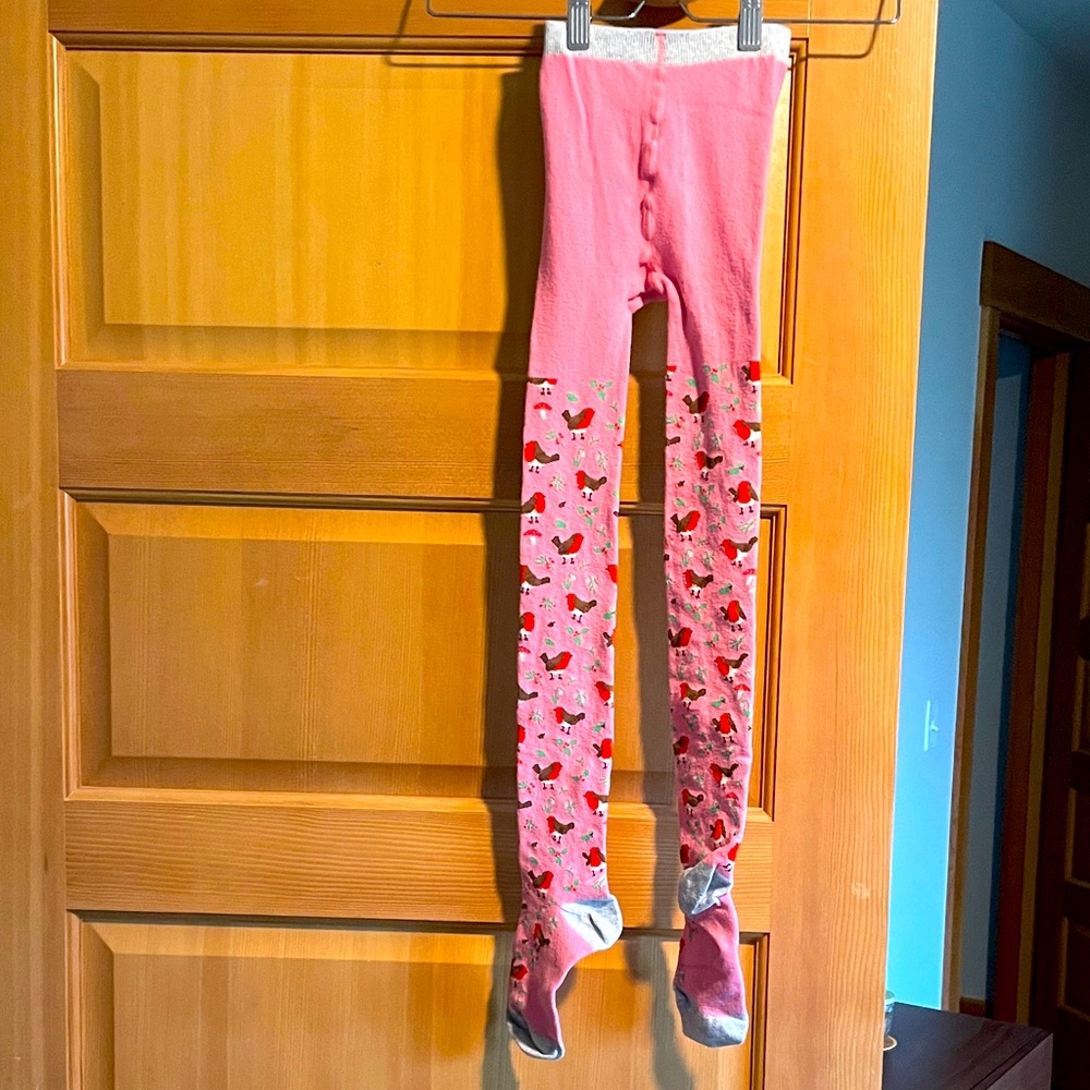 Mini Boden Girl’s Pink Bird Tights Size 9-10